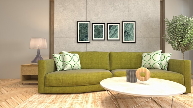 Illustration of the living room interior