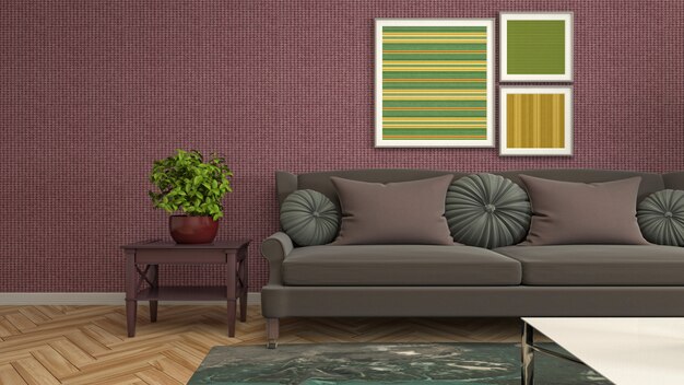 Illustration of the living room interior