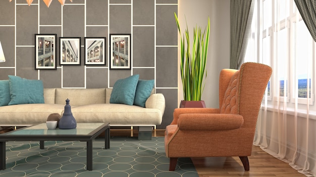 Photo illustration of the living room interior