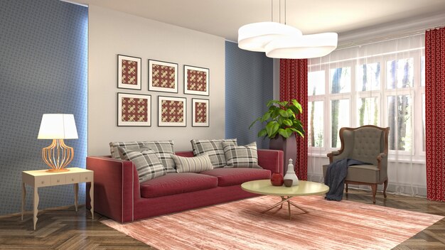 Illustration of the living room interior