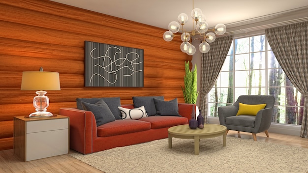 Illustration of the living room interior