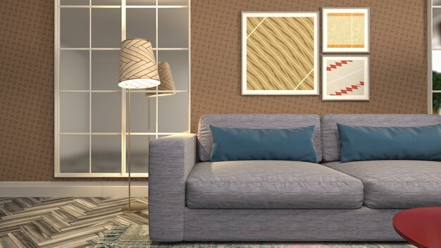 Illustration of the living room interior