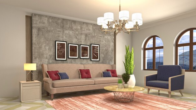 Illustration of the living room interior