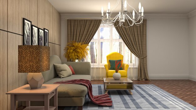 Illustration of the living room interior