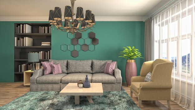 Illustration of the living room interior