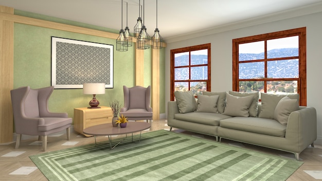 Illustration of the living room interior