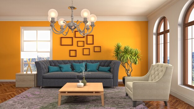 Illustration of the living room interior