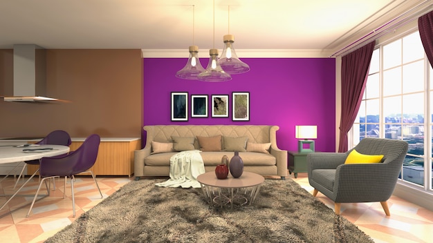 Illustration of the living room interior