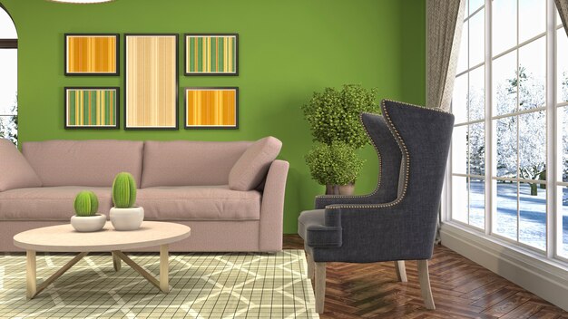 Illustration of the living room interior