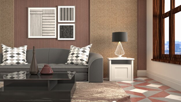 Illustration of the living room interior