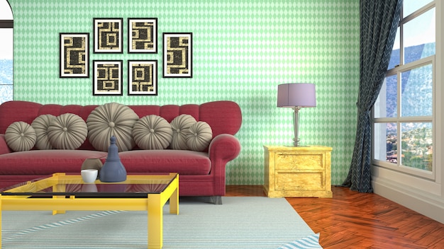 Illustration of the living room interior