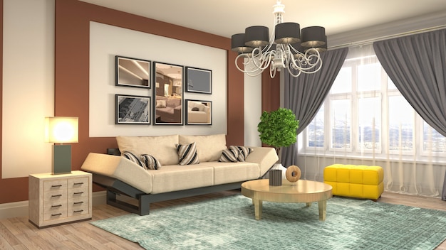 Illustration of the living room interior