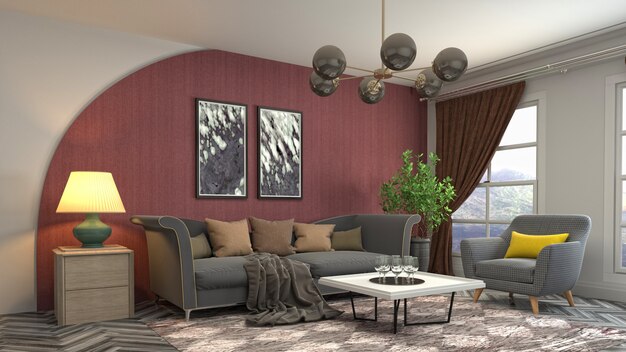 Illustration of the living room interior