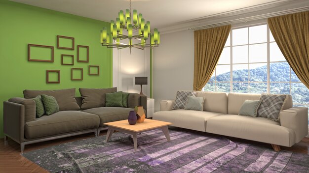 Illustration of the living room interior