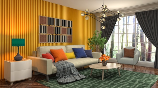 Illustration of the living room interior