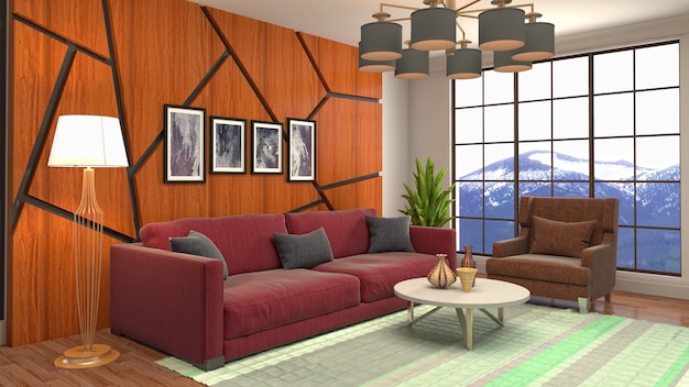 Illustration of the living room interior