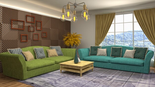 Illustration of the living room interior