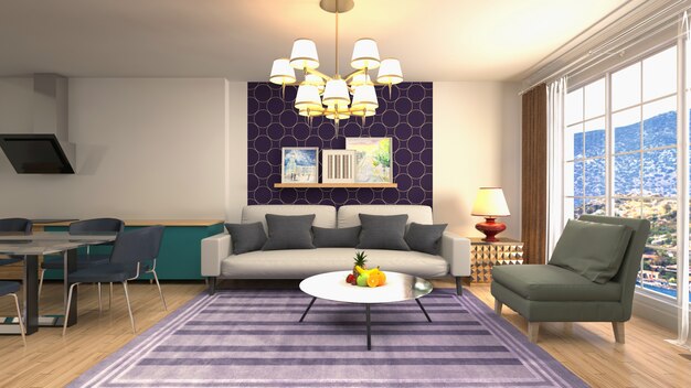 Illustration of the living room interior