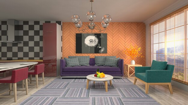 Illustration of the living room interior