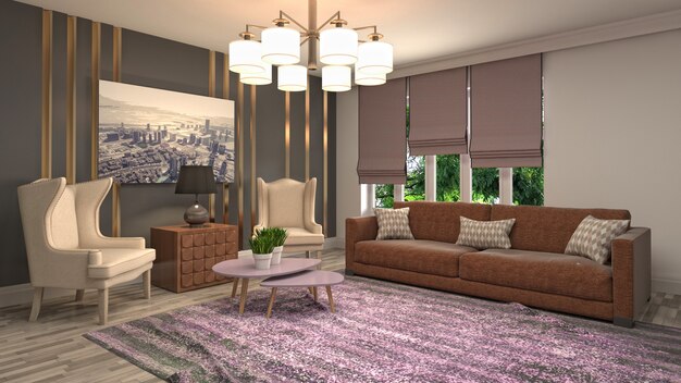 Illustration of the living room interior