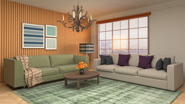 Illustration of the living room interior