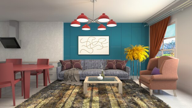 Illustration of the living room interior