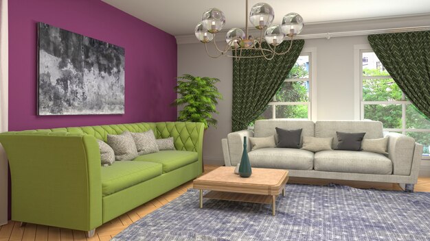 Illustration of the living room interior