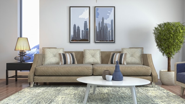 Photo illustration of the living room interior