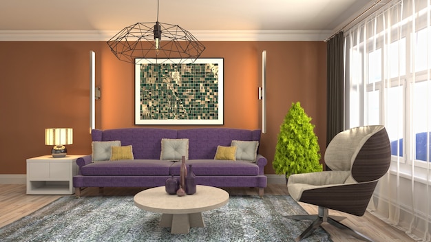 Illustration of the living room interior