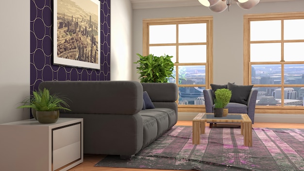 Illustration of the living room interior