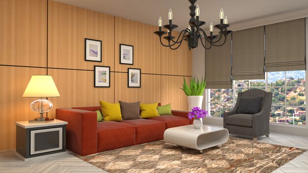 Illustration of the living room interior