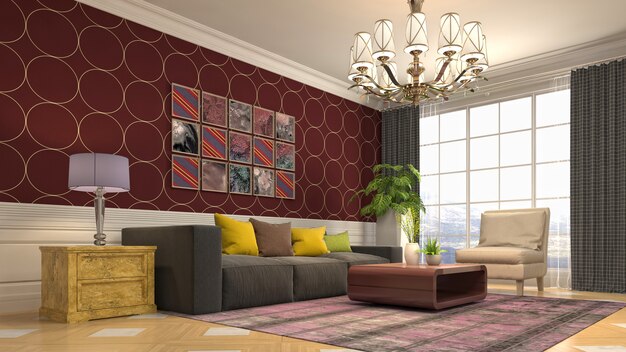 Illustration of the living room interior