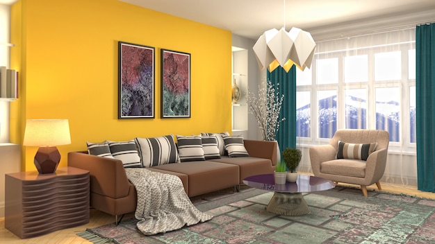 Illustration of the living room interior