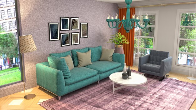 Illustration of the living room interior