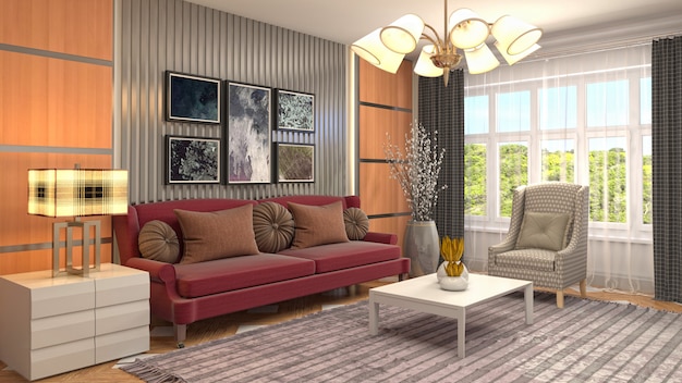 Illustration of the living room interior