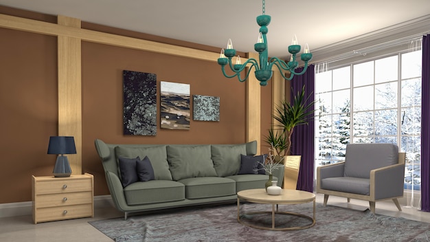 Illustration of the living room interior