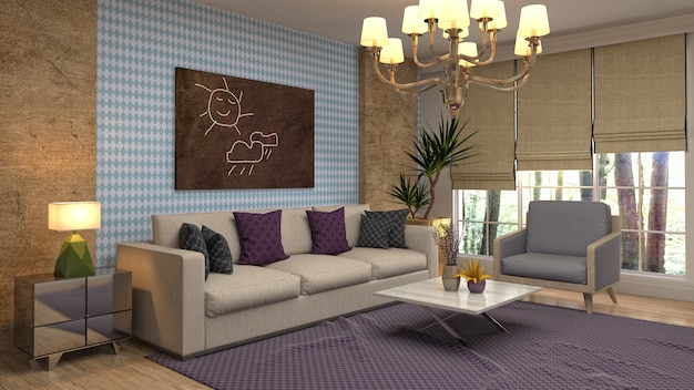 Illustration of the living room interior