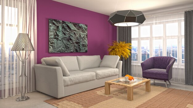 Illustration of the living room interior