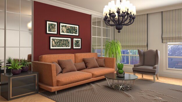 Illustration of the living room interior