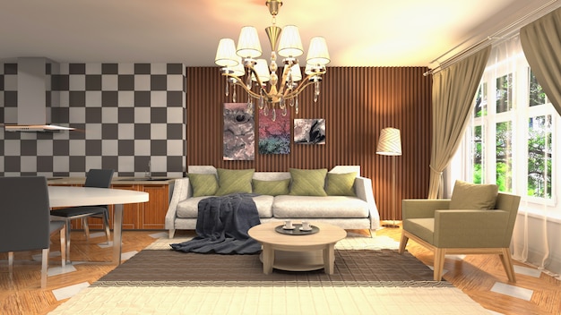 Illustration of the living room interior