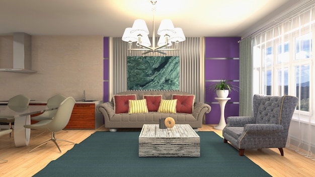 Illustration of the living room interior