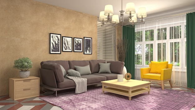 Illustration of the living room interior