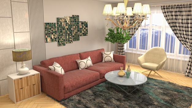 Illustration of the living room interior