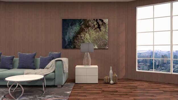 Illustration of the living room interior