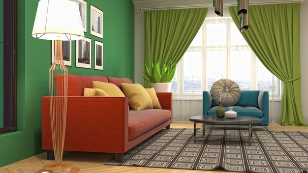 Illustration of the living room interior