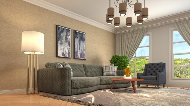 Illustration of the living room interior