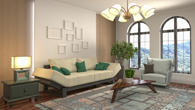 Illustration of the living room interior