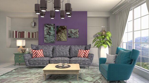 Illustration of the living room interior