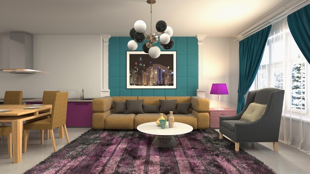 Illustration of the living room interior