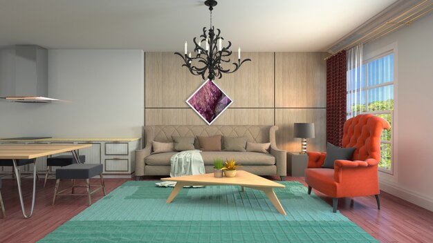 Illustration of the living room interior